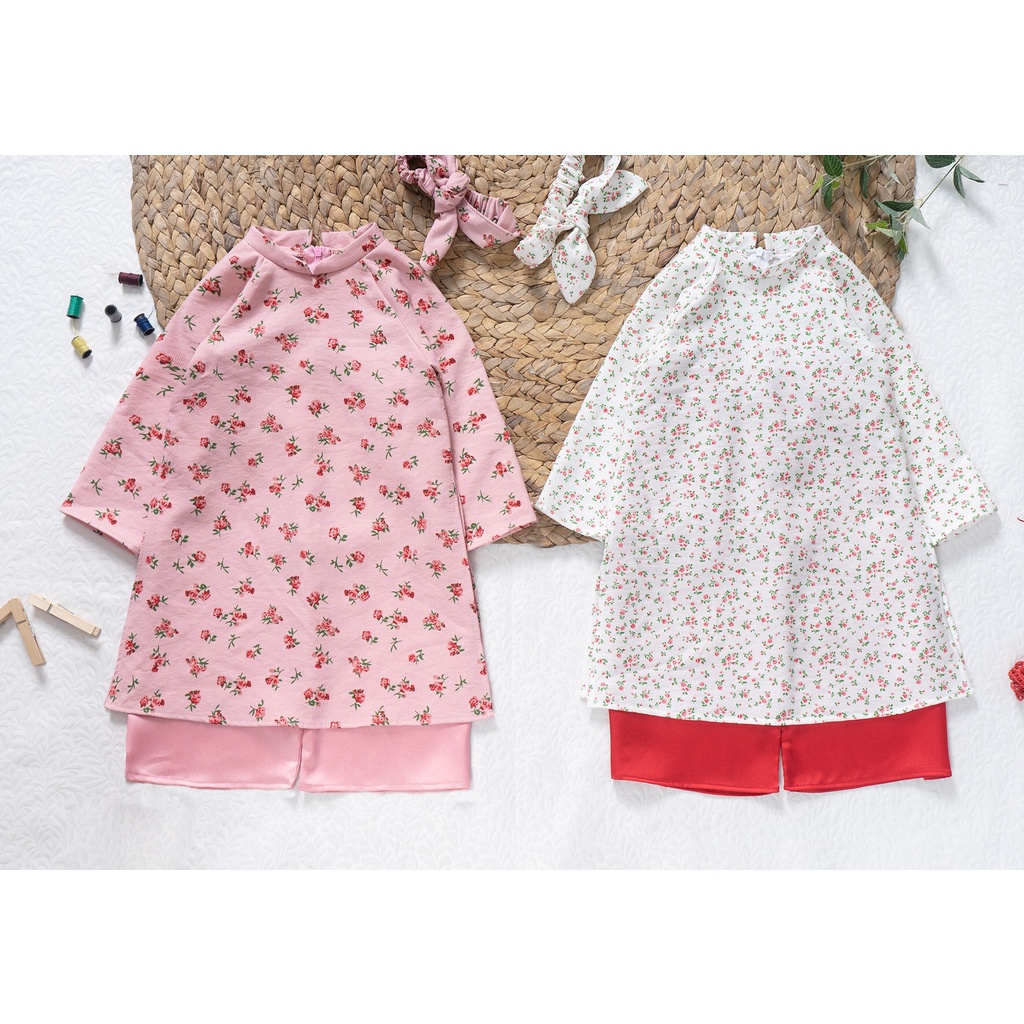 [HÀNG CAO CẤP] Áo dài Tết hoa nhí bé gái kèm băng đô