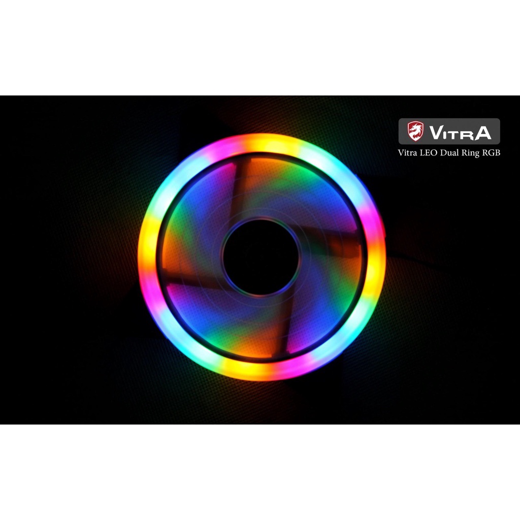 Quạt tản nhiệt, Fan led RGB Vitra Cilo- Dual ring 12cm Hàng chính hãng Full VAT bảo hành 12 tháng