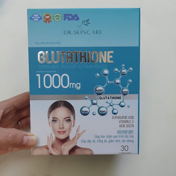 Viên uống trắng da, mờ nám GLUTATHIONE 1000mg - Hỗ trợ làm đẹp da, bổ sung nội tiết tố_Hộp 30 viên