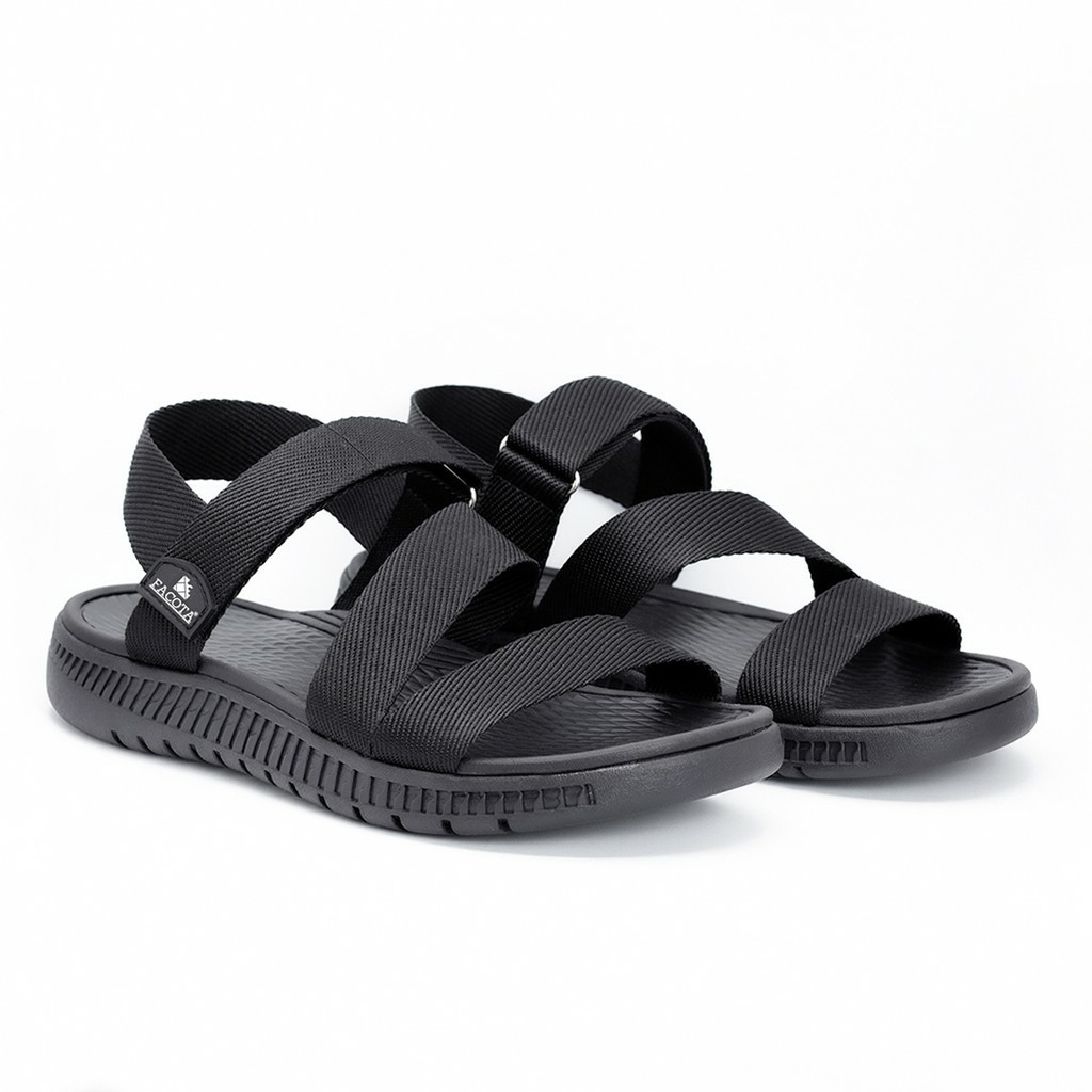 Giày sandal nam nữ FACOTA Đen quai dù, đi học [Freeship]