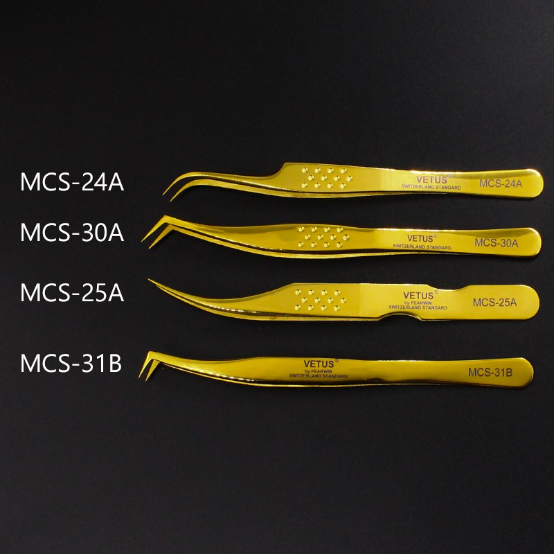 Vetus MCS Nhíp trang điểm làm đẹp cao cấp màu vàng để xây dựng ✷ ❈ 6D Lông mi siêu mịn Thép không gỉ có độ chính xác cao