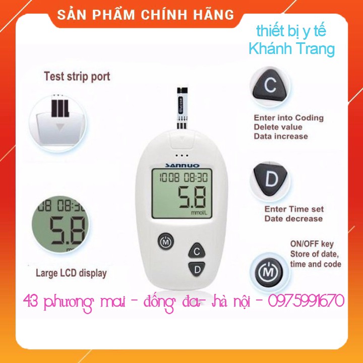 (Giá sỉ) Máy đường huyết Safe- accu Sinocare - tặng 10 que thử, 10 kim lấy máu
