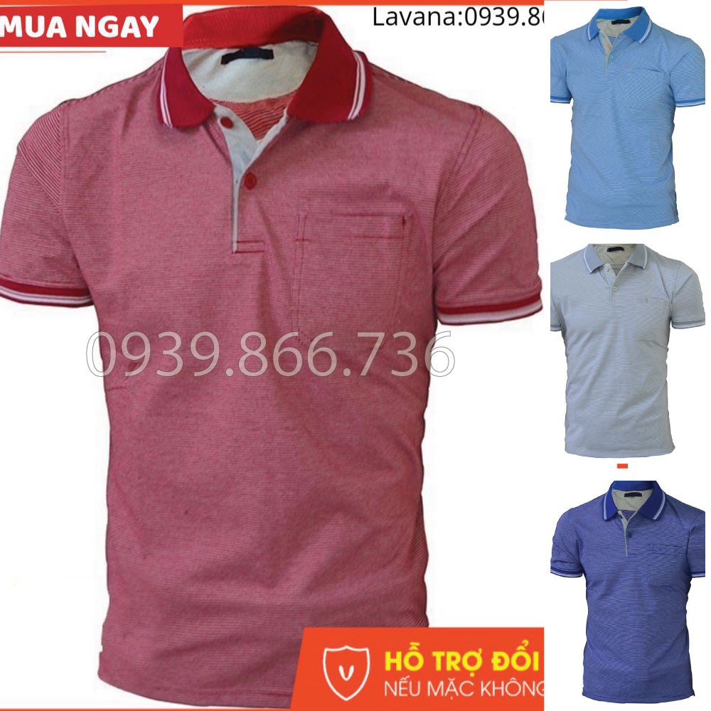 Áo Thun Polo Nam Có Túi  Trung Niên⚡️ Hàng VNXK ⚡️vải cá sấu Cotton xuất xịn -PL02 ÁO POLO NAM