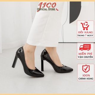 GIÀY CAO GÓT JICO MŨI TRƠN MÀU ĐEN CAO 8 PHÂN - [ LC3291 ]