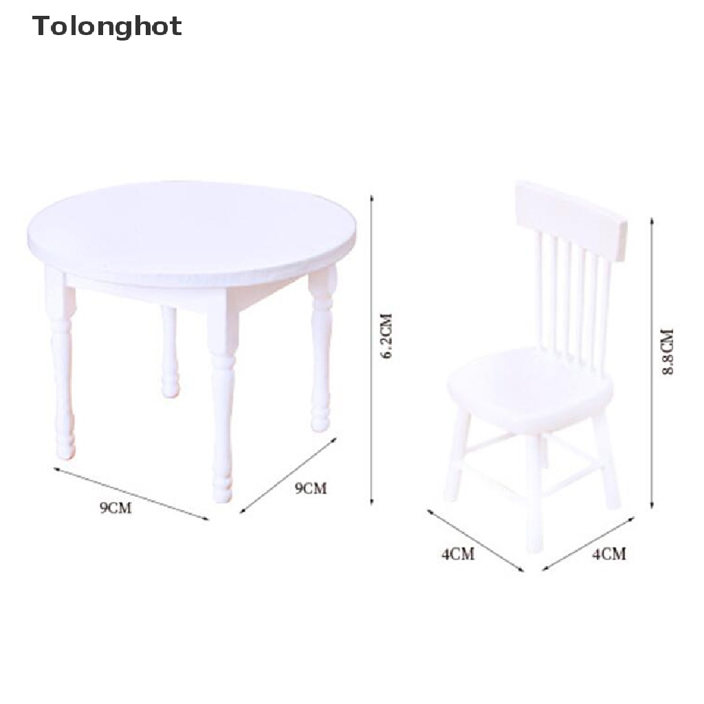 Mô Hình Bàn Ghế Gỗ Màu Trắng Trang Trí Nhà Búp Bê