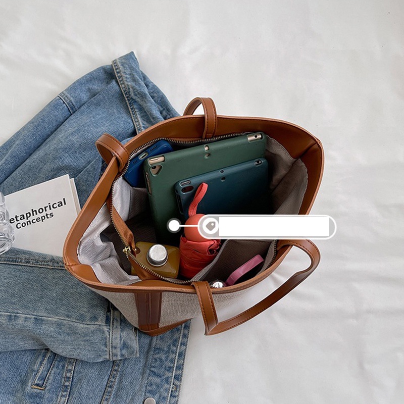 Túi đeo vai IELGY sức chứa lớn màu sắc tương phản in họa tiết chữ cái thời trang dành cho nữ