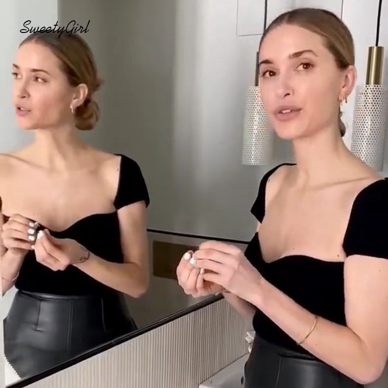 Áo Thun Tay Ngắn Cổ Vuông Thiết Kế Đơn Giản Thời Trang Mới Cho Nữ