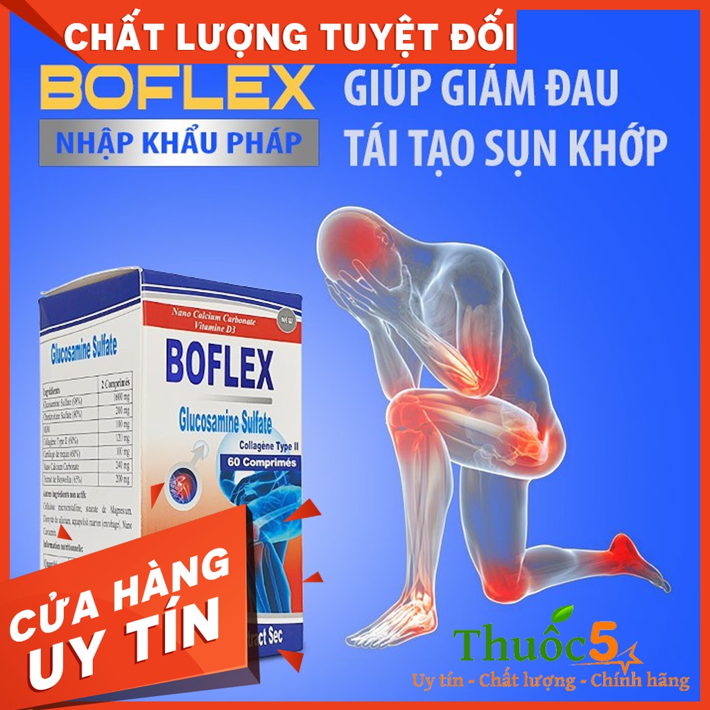 Bổ Khớp Boflex Giúp Cải Thiện Độ Đàn Hồi Sụn, Hấp Thụ Canxi Cho Cơ Thể nhập khẩu Mỹ Hộp 60 Viên