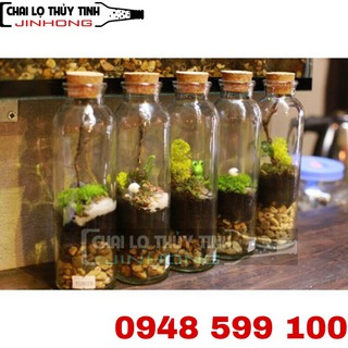 CHAI THỦY TINH TRÒN GỖ 350ML
