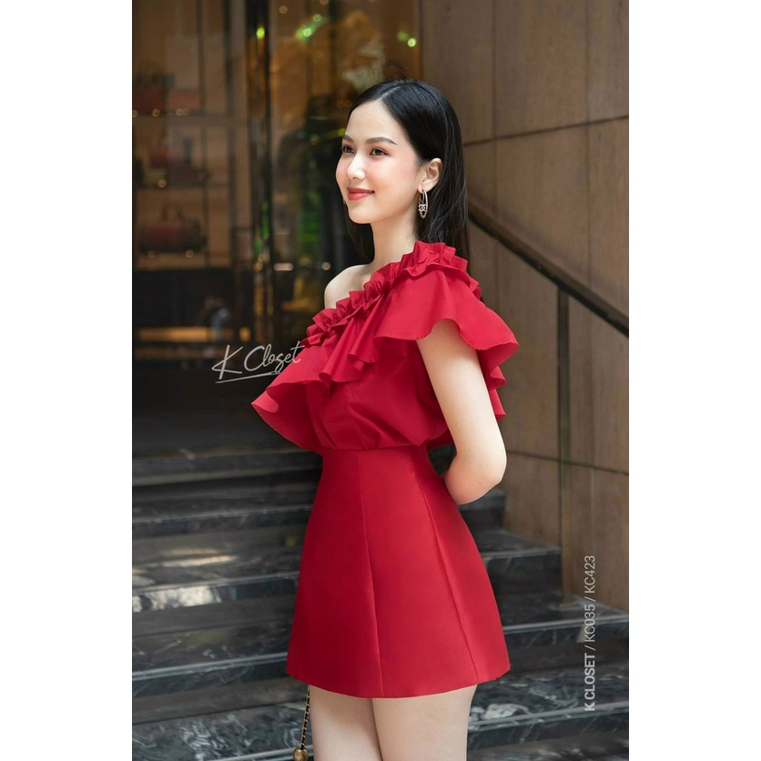 [Mẩu Mới] Set bộ đỏ Lệch Viền Bèo