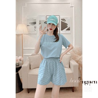 Sét bộ thun đùi in chữ đơn giản