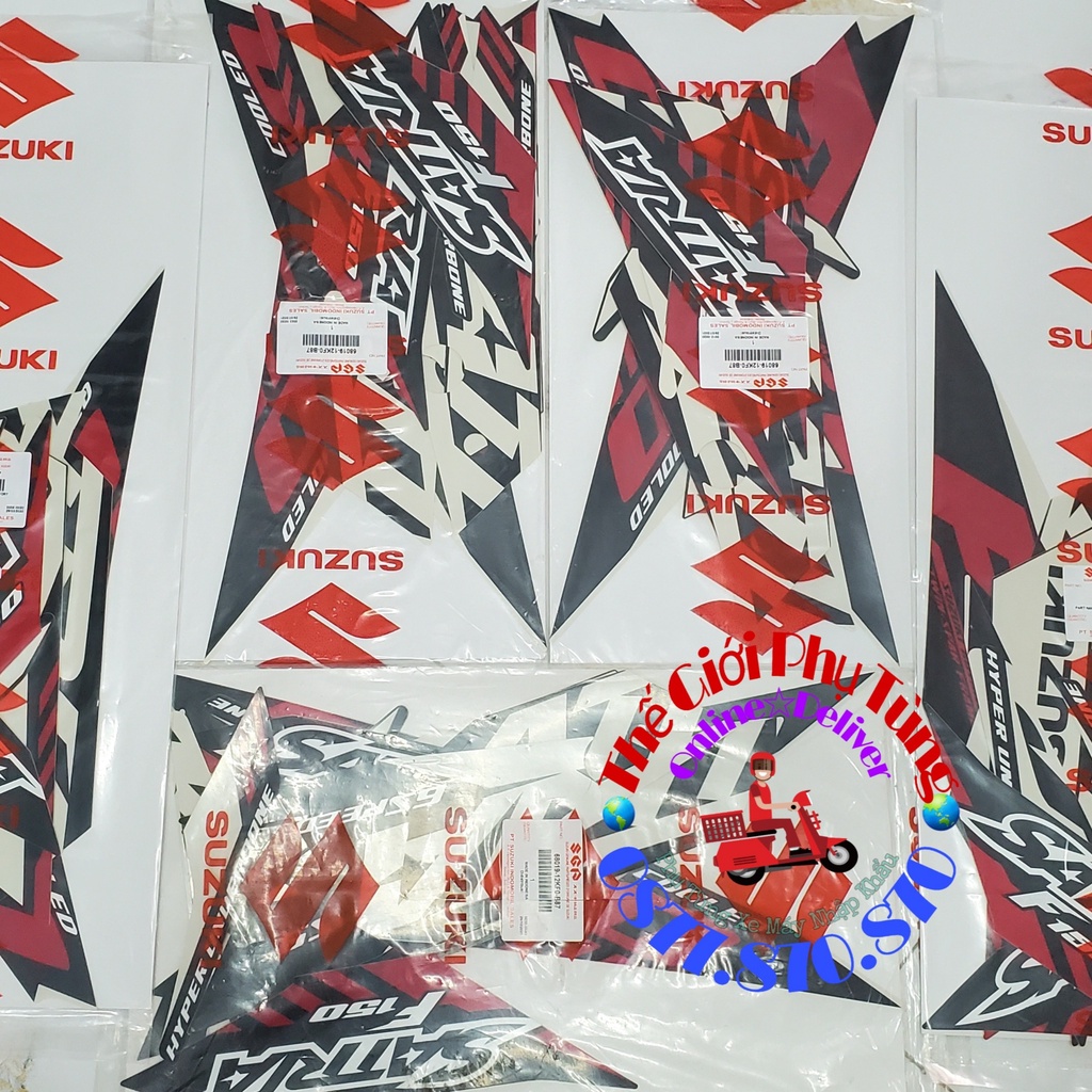 Bộ tem Satria Fi trắng 2021 Zin Suzuki Indo - 68019-12KF0-B87