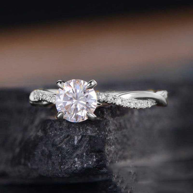 Nhẫn titan mạ 3 màu sắc vàng/ bạc/ vàng hồng tùy chọn đính viên đá pha lê nhân tạo thời trang dành cho nữ