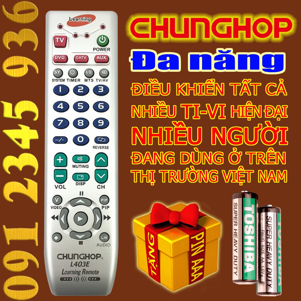 Điều khiển CHUNGHOP L403E "ĐA NĂNG" + "HỌC LỆNH" cho Tivi Smart và Thường. Đa năng TV (Mẫu số 4)