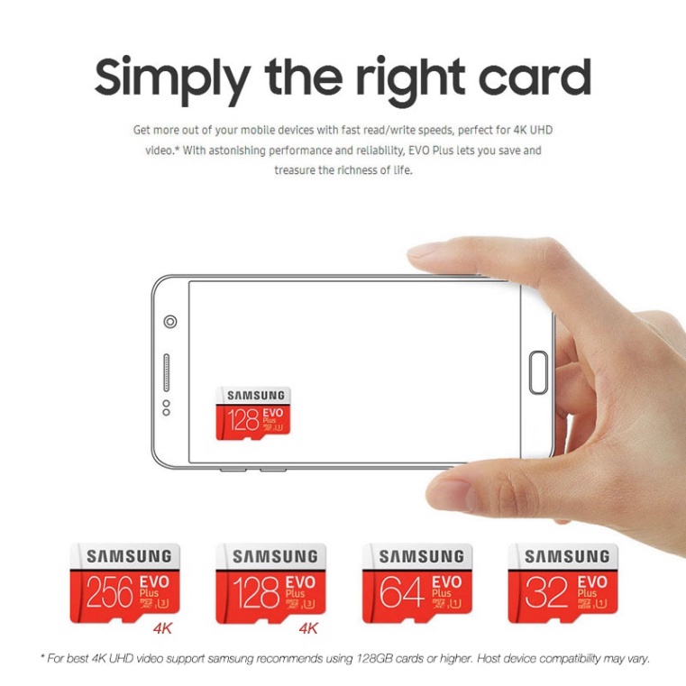 Thẻ Nhớ Samsung 512GB 256Gb Micro SD EVO PLUS Lắp Cho Điện Thoại, Máy Ảnh-Tốc Độ Cao-Bảo Hành 3 Năm 1 Đổi 1