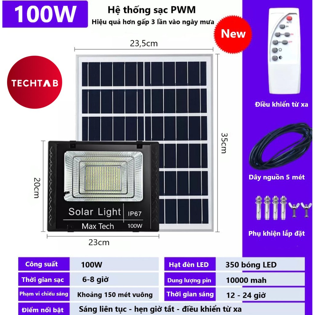 ĐÈN NĂNG LƯỢNG MẶT TRỜI SOLAR LIGHT CHÍNH HÃNG MAX TECH 45W - 60W - 80W - 100W - 180W - ĐIỀU KHIỂN TỪ XA - D1147