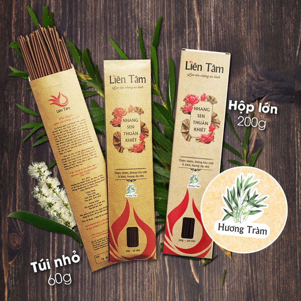 Nhang Sen Hương Tràm Liên Tâm - 29cm - Hộp 200 cây - 100% thiên nhiên