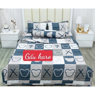 Bộ 4 chăn ga gối cotton poly - cập nhật set gồm 1 vỏ chăn, 2 vỏ gối năm, 1 ga chun.