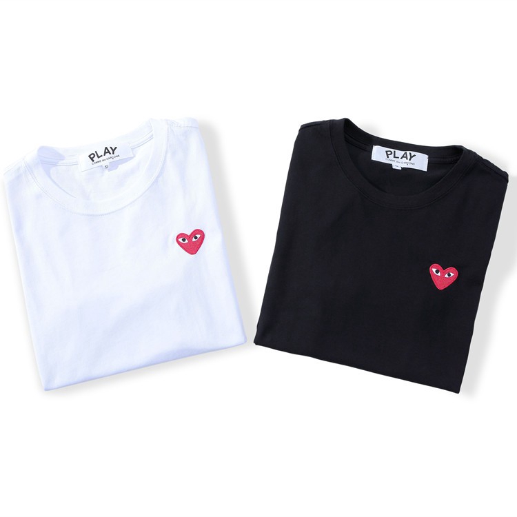 Áo thun ngắn tay thêu hình trái tim cho cặp đôi