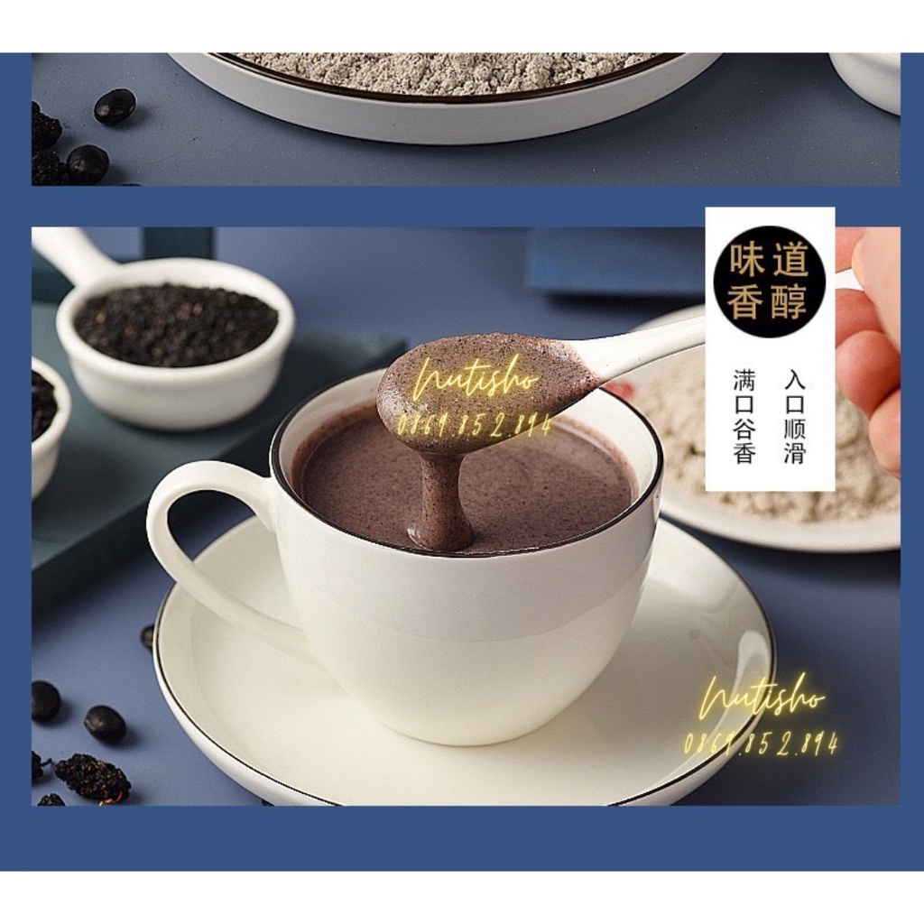 Ngũ Cốc Bột Đậu Đen Óc Chó Hạt Chia ăn kiêng giảm cân  Meizhoushike 600g