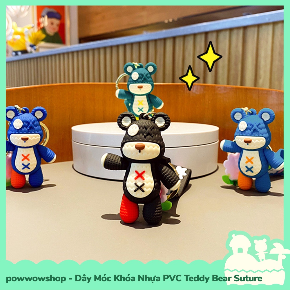 [Sẵn VN - Hỏa Tốc] Dây Móc Khóa Nhựa PVC Mẫu Teddy Bear Suture