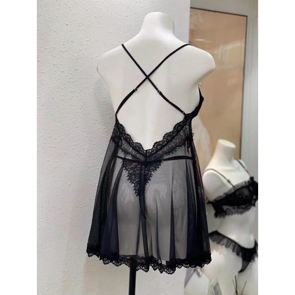 ♥️Hàng QC♥️Váy ngủ 2 dây lưới ren,_Thanhhien997_voan cao cấp xuyên thấu 380.