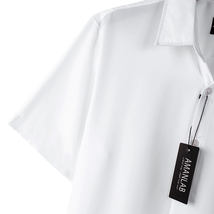 Áo sơ mi nam ngắn tay,chất vải lụa thoáng mát không nhăn, màu basic, đen và trắng, form regular AMANLAB