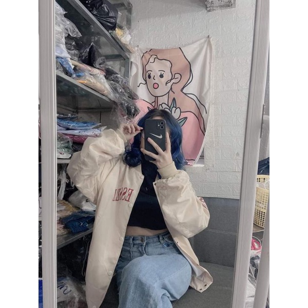 Áo khoác bomber jacket Tennessee dù 2 lớp form rộng nam nữ