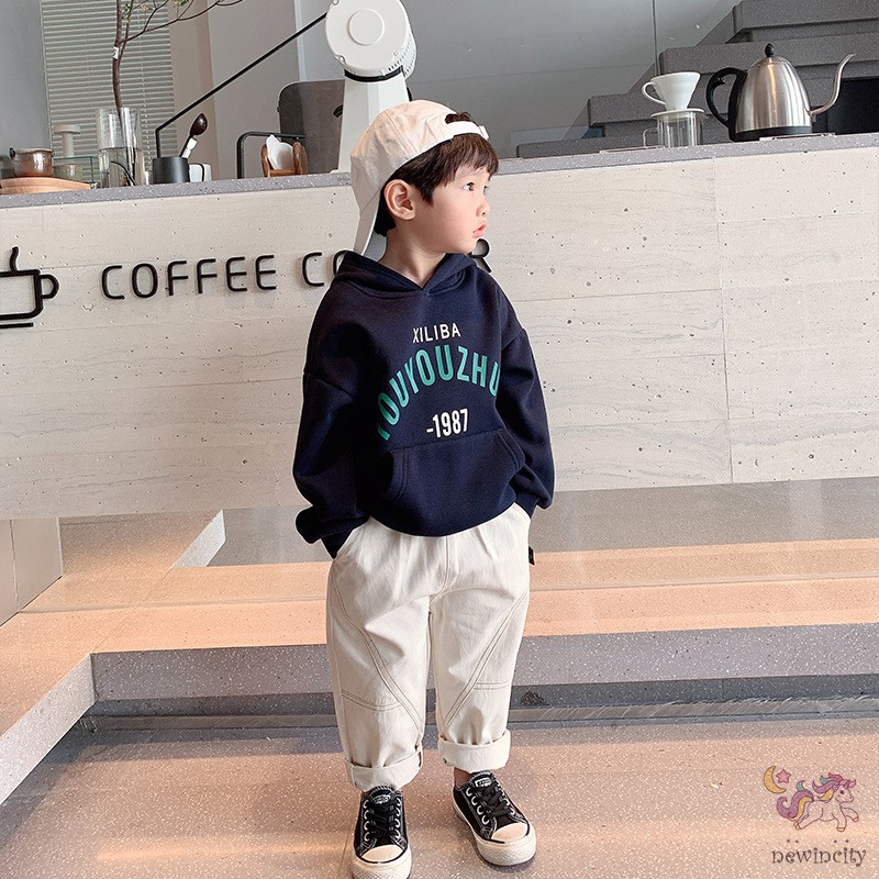 Áo Hoodie Tay Dài In Chữ Phong Cách Hàn Quốc Dành Cho Bé Trai