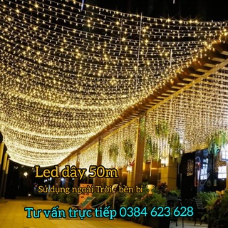 Dây đèn led Trang trí ngoài trời 50m, dây led trang trí hàng loại tốt 300 bóng led cắm điện 220v