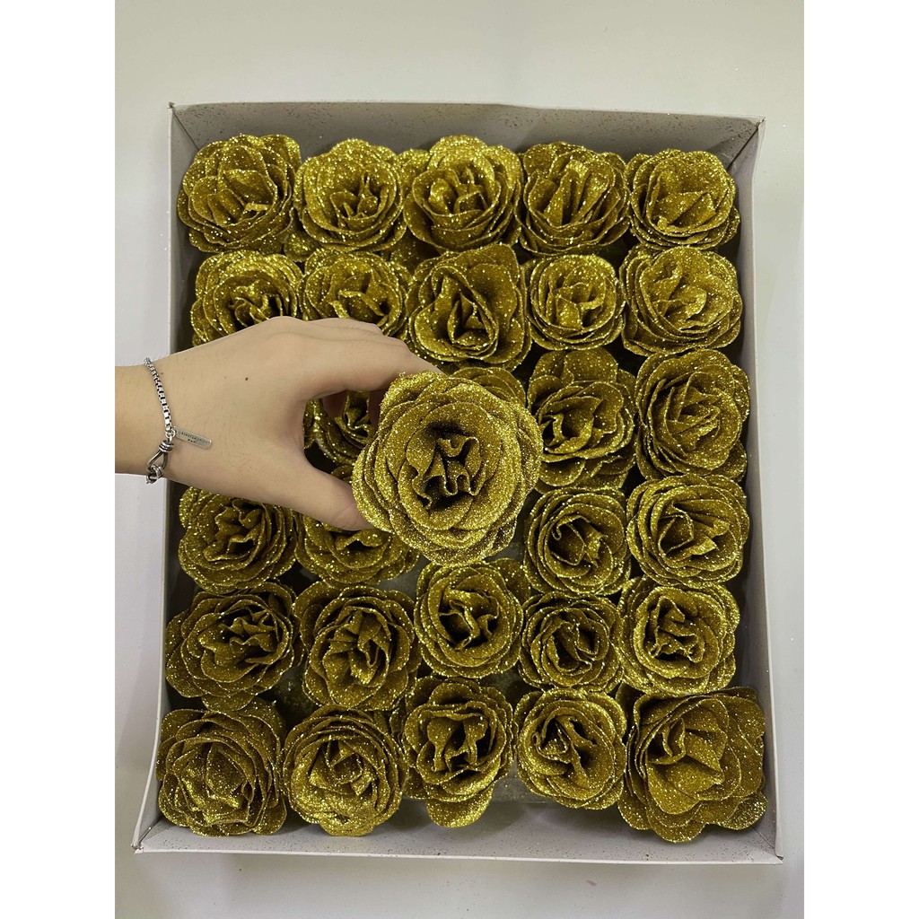 Hoa Hồng Sáp Nhũ Kim Tuyến Sỉ Hộp 30 Bông - Hoa Sáp Nhà Bơ