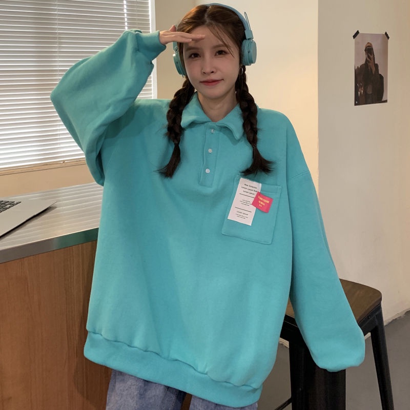 Áo Sweater Polo Dáng Rộng Phong Cách Thời Trang Vintage Mỹ 2022 Dành Cho Nữ