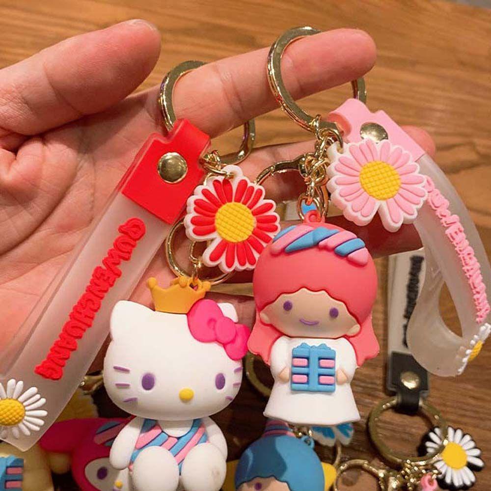Móc Khóa Nhựa PVC In Hình Kuromi Và Hello Kitty REBUY1 Dễ Thương