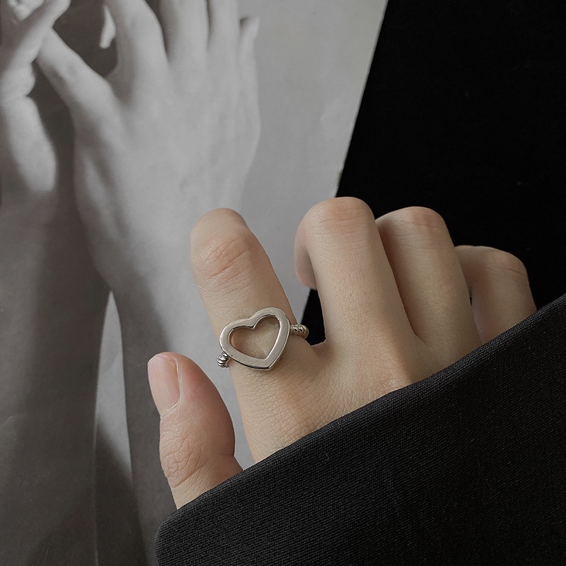 Nhẫn Hình Trái Tim Đơn Giản Phong Cách Hip Hop 19AA