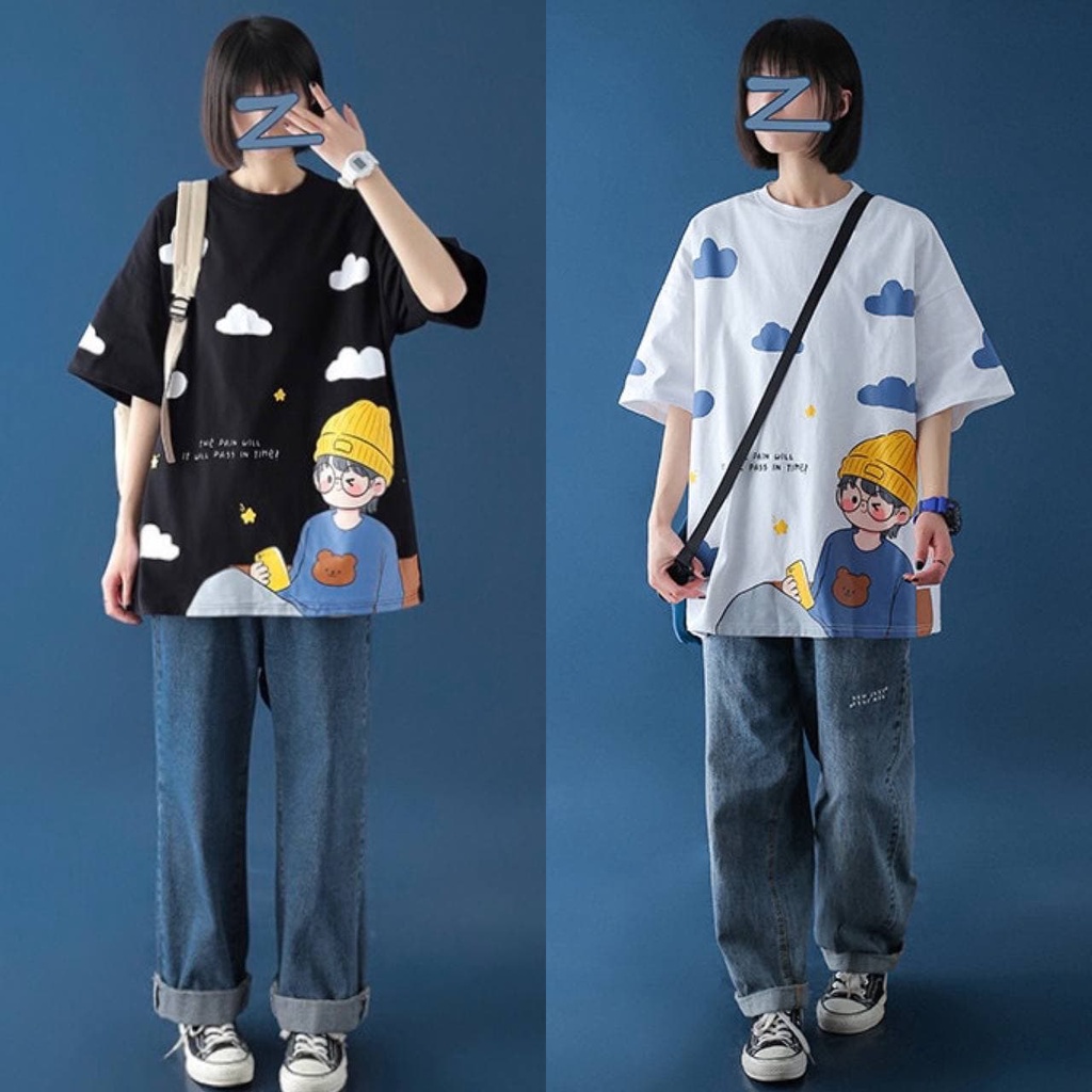 Áo thun tay lỡ Ulzzang Kyubi cotton phom rộng unisex họa tiết cá tính [Nhiều Mẫu LIST26] - Tee Tshirt Kyubi ATTL26