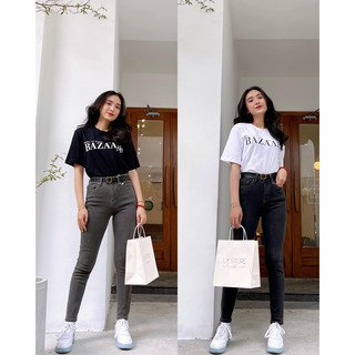 Skinny jean xám lưng cao - ly store