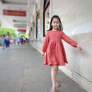 Váy nhung hoa cho bé gái 2-6 tuổi 10-23kg phối bèo gấu cực xinh CHÍNH HÃNG SILBER