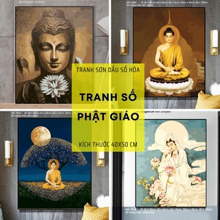 Tranh sơn dầu số hóa Phật Giáo (40*50cm) Tranh tô màu theo số Đức Phật