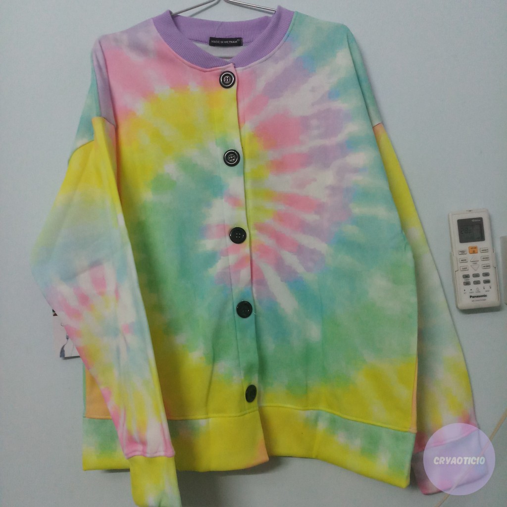 [Kèm hình thật] Áo khoác cardigan nỉ loang màu Tie Dye nhiều màu hộp sữa Colorful Jacket Milk unisex