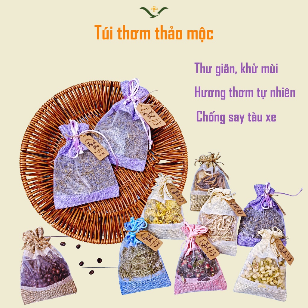 Túi thơm, Túi đay 30Gram, Thảo mộc tự nhiên, khử mùi tàu xe, giúp thư giãn, tỉnh táo hơn....