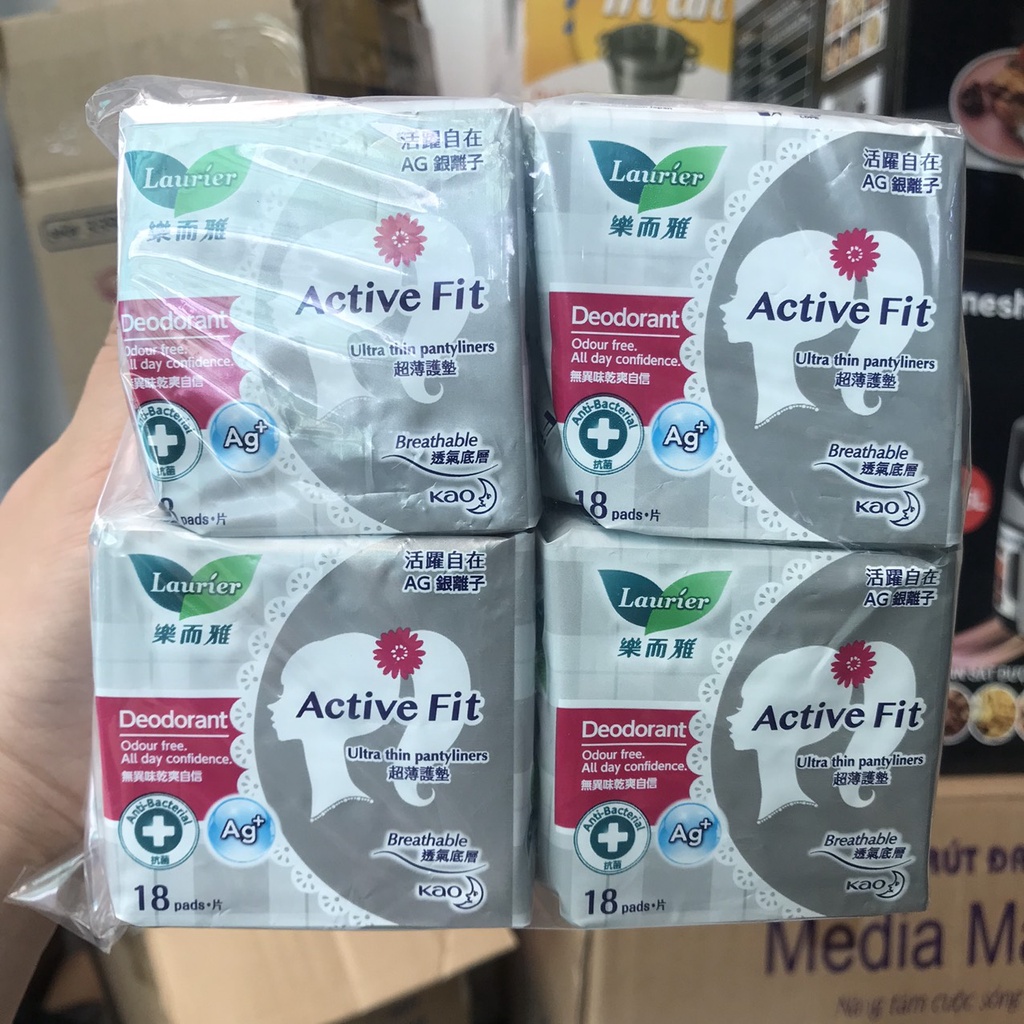Combo 2 Gói Băng vệ sinh hằng ngày Laurier Active Fit Phân Tử Bạc 2 Tác Động  - Màu xám
