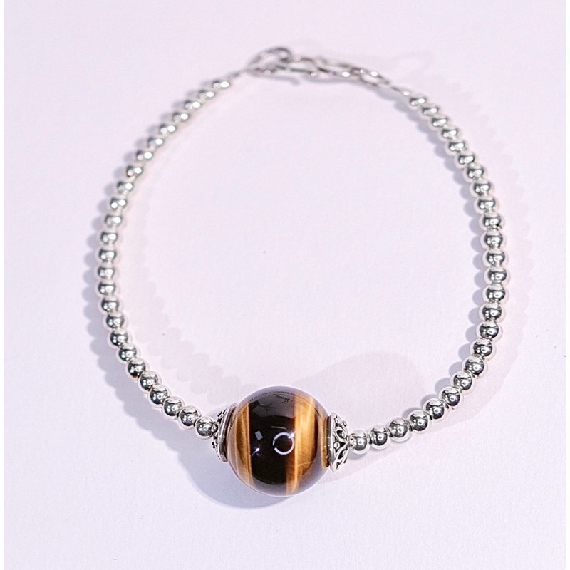 Vòng tay đá mắt hổ mix charm bạc - GAIA BY YANG