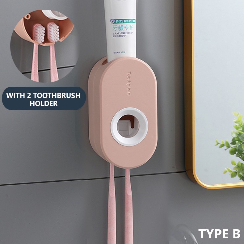 Dụng Cụ Nặn Kem Đánh Răng Tự Động Gắn Tường Kèm Giá Đỡ Bàn Chải Đánh Răng Dualswish