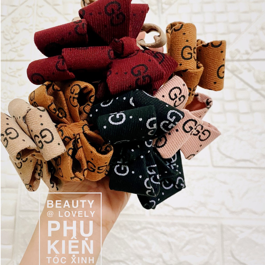 Dây cột tóc đính nơ guc.ci cỡ lớn phong cách Hàn Quốc cho nữ