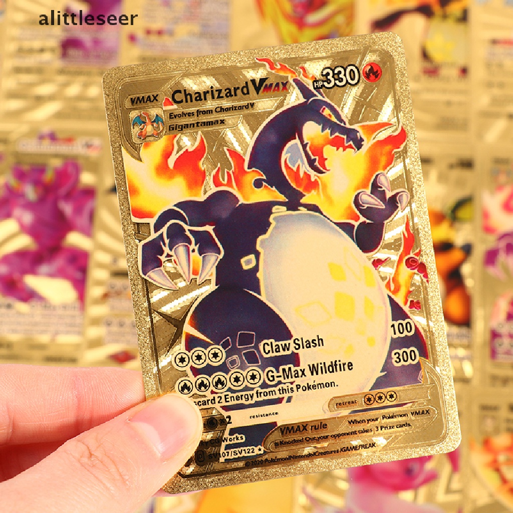 Set 54 thẻ bài màu vàng giả kim loại hình Pokemon Vmax GX