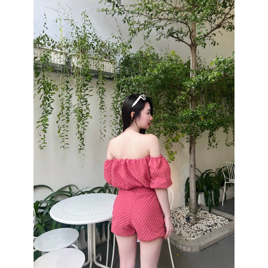 set bộ dễ thương chất xốp áo trễ vai quần short mẫu mới kth