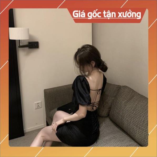[Hàng Chất Lượng] (HÌNH THẬT) Đầm Tay Con Đan Dây Lưng GOHA (ĐEN) | BigBuy360 - bigbuy360.vn