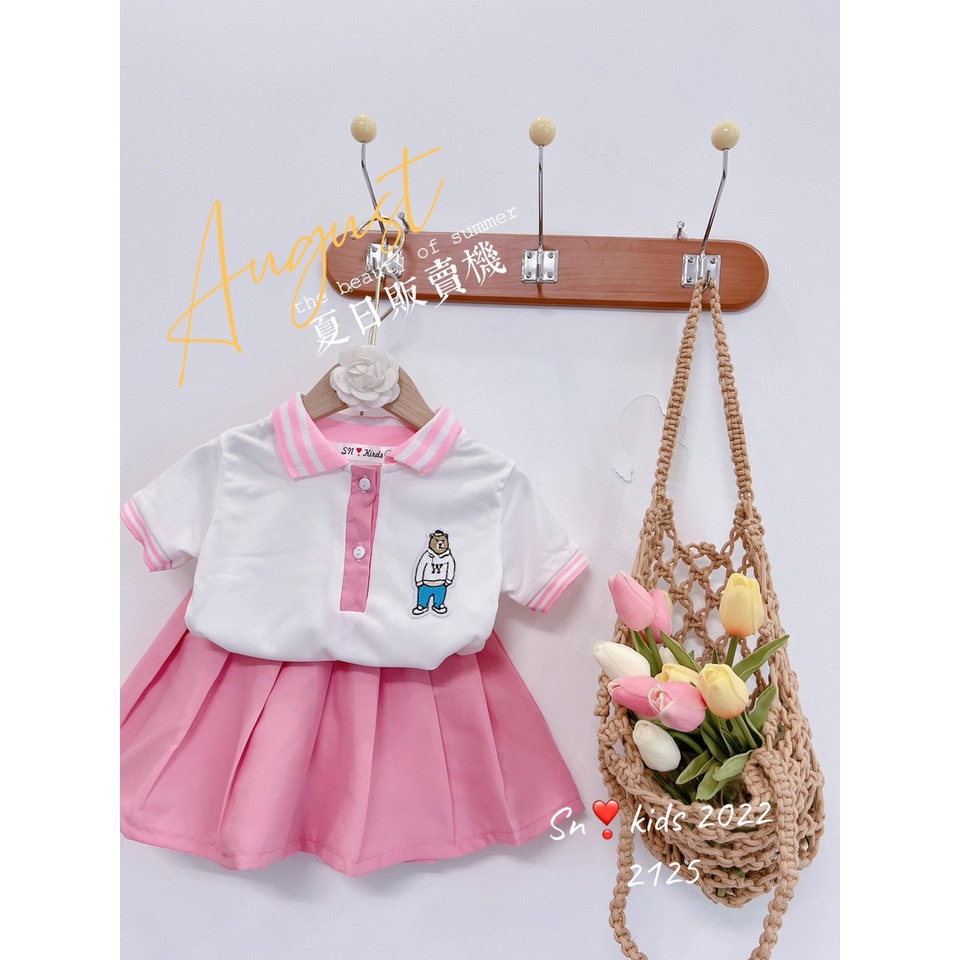 SALE SET ÁO VÁY CHO BÉ GÁI CHÂN VÁY XẾP LY PHONG CÁCH HÀN QUỐC SIZE 10-26KG(VHS)