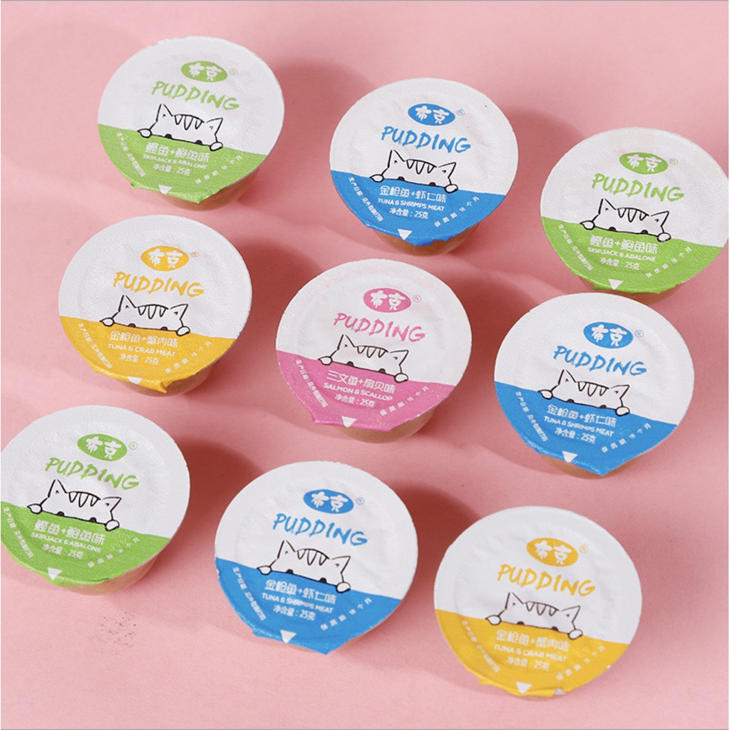 [NGUYÊN GÓI] PUDDING HẢI SẢN PIPITAO CHO CHÓ MÈO GÓI 25g*10 VIÊN