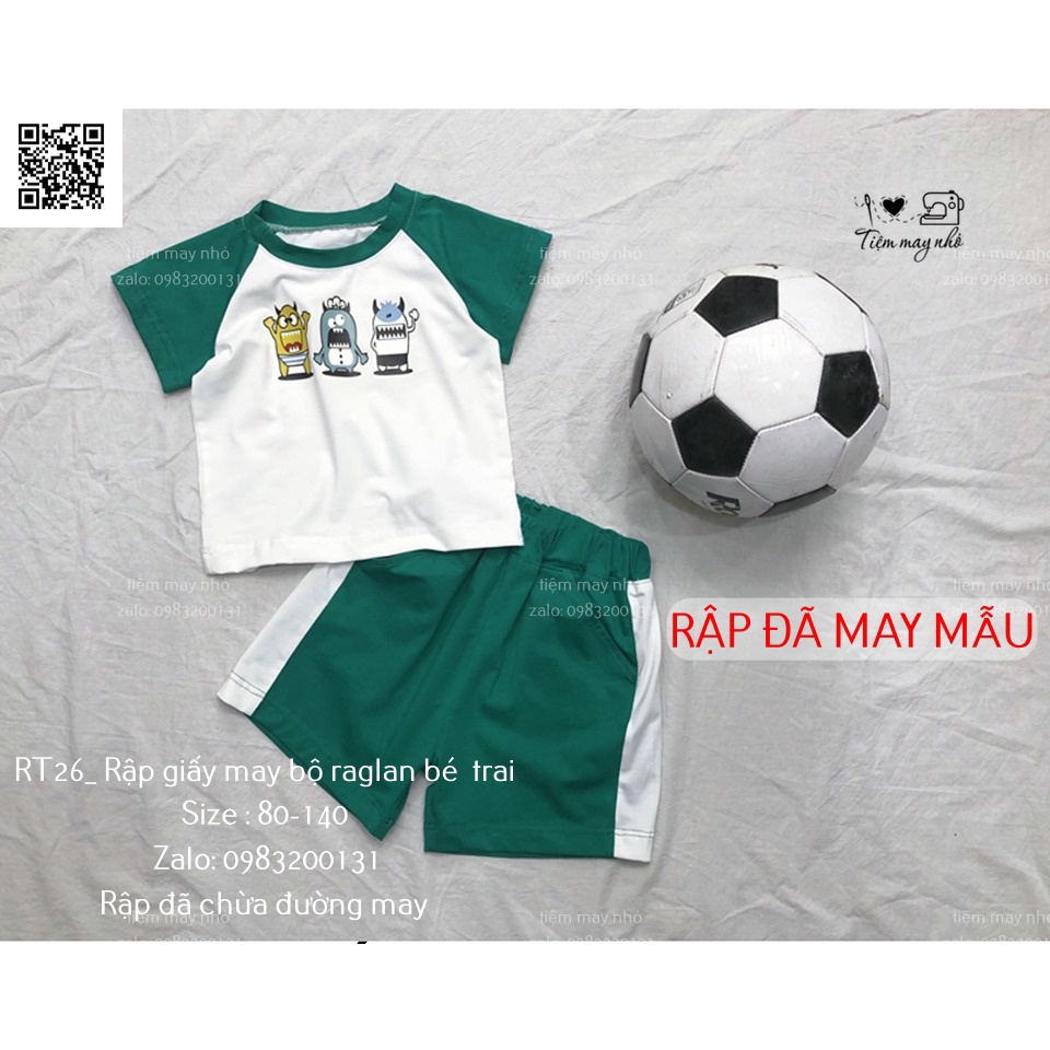 RT26- Rập giấy may bộ raglan bé trai